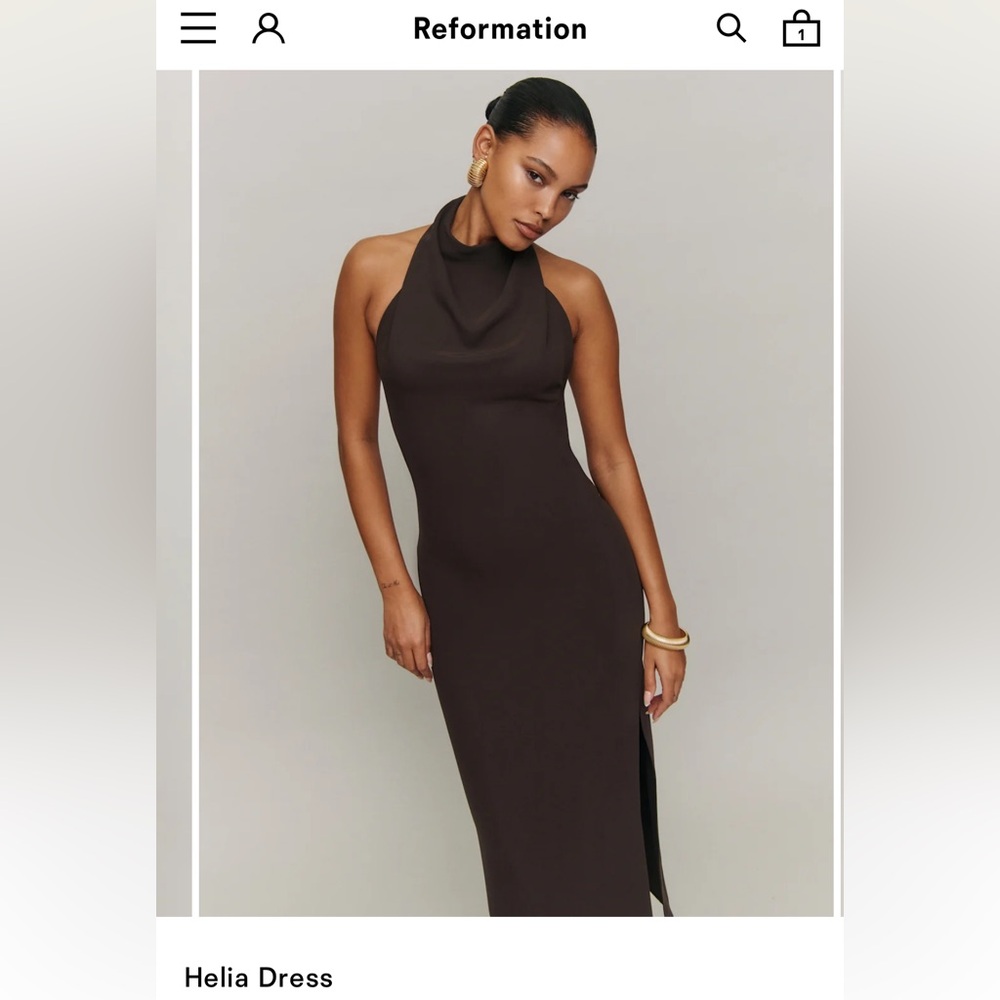 Reformation Brown/Mole Halter Midi Dress